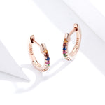 Bông tai cầu vồng bạc S925 đính đá Zircon, màu vàng hồng, vàng, trắng
