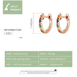 Bông tai cầu vồng bạc S925 đính đá Zircon, màu vàng hồng, vàng, trắng