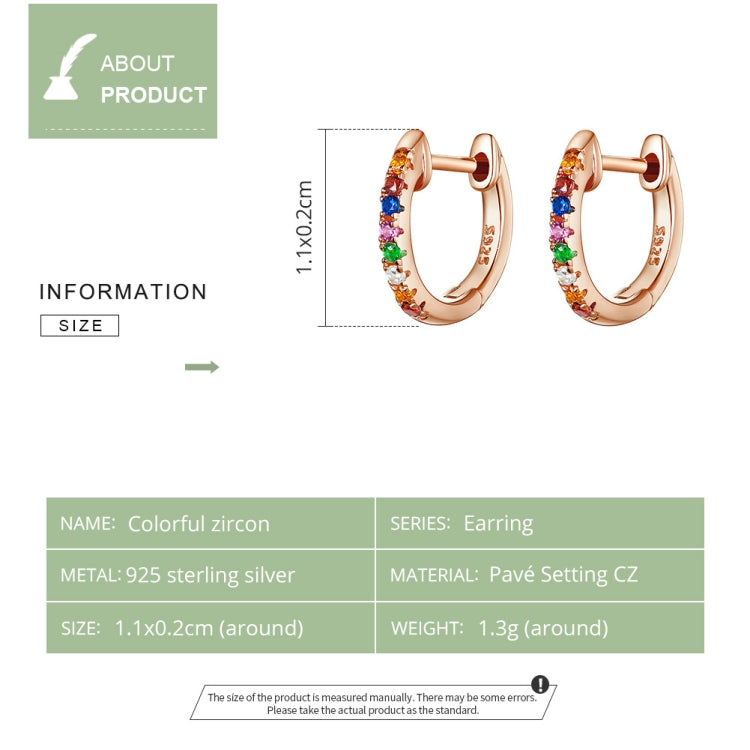 Bông tai cầu vồng bạc S925 đính đá Zircon, màu vàng hồng, vàng, trắng