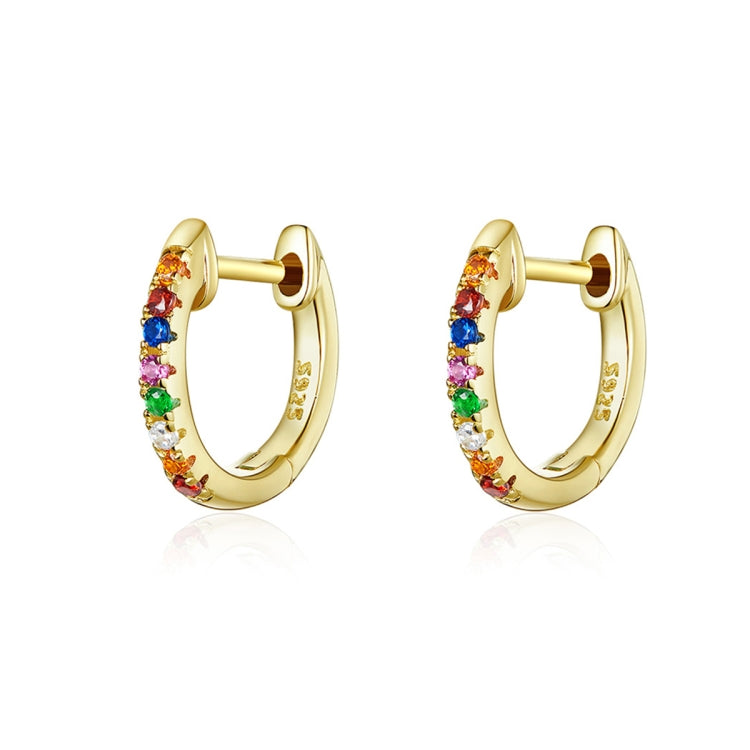 Bông tai cầu vồng bạc S925 đính đá Zircon, màu vàng hồng, vàng, trắng