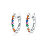 Bông tai cầu vồng bạc S925 đính đá Zircon, màu vàng hồng, vàng, trắng