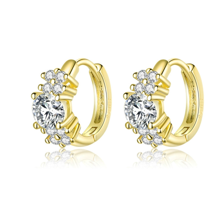 Bông tai bạc S925 đá Zircon đơn giản, phong cách, màu bạc, vàng