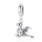 Mặt dây chuyền bạc sterling S925 hình rồng khủng long charm phụ kiện vòng tay DIY, SCC1322