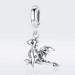 Mặt dây chuyền bạc sterling S925 hình rồng khủng long charm phụ kiện vòng tay DIY, SCC1322