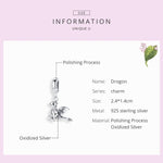 Mặt dây chuyền bạc sterling S925 hình rồng khủng long charm phụ kiện vòng tay DIY, SCC1322