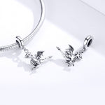 Mặt dây chuyền bạc sterling S925 hình rồng khủng long charm phụ kiện vòng tay DIY, SCC1322