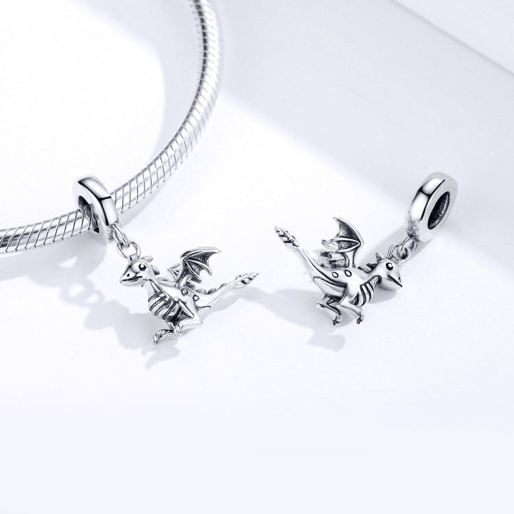 Mặt dây chuyền bạc sterling S925 hình rồng khủng long charm phụ kiện vòng tay DIY, SCC1322