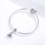 Mặt dây chuyền bạc sterling S925 hình rồng khủng long charm phụ kiện vòng tay DIY, SCC1322