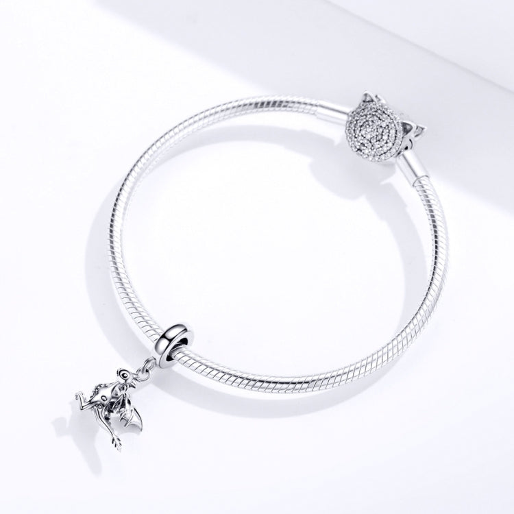 Mặt dây chuyền bạc sterling S925 hình rồng khủng long charm phụ kiện vòng tay DIY, SCC1322