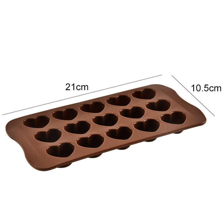 Bộ 8 Cái Khuôn Làm Bánh Sô Cô La Hình Trái Tim Silicone 15 Ô, Màu Nâu
