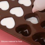 Bộ 8 Cái Khuôn Làm Bánh Sô Cô La Hình Trái Tim Silicone 15 Ô, Màu Nâu