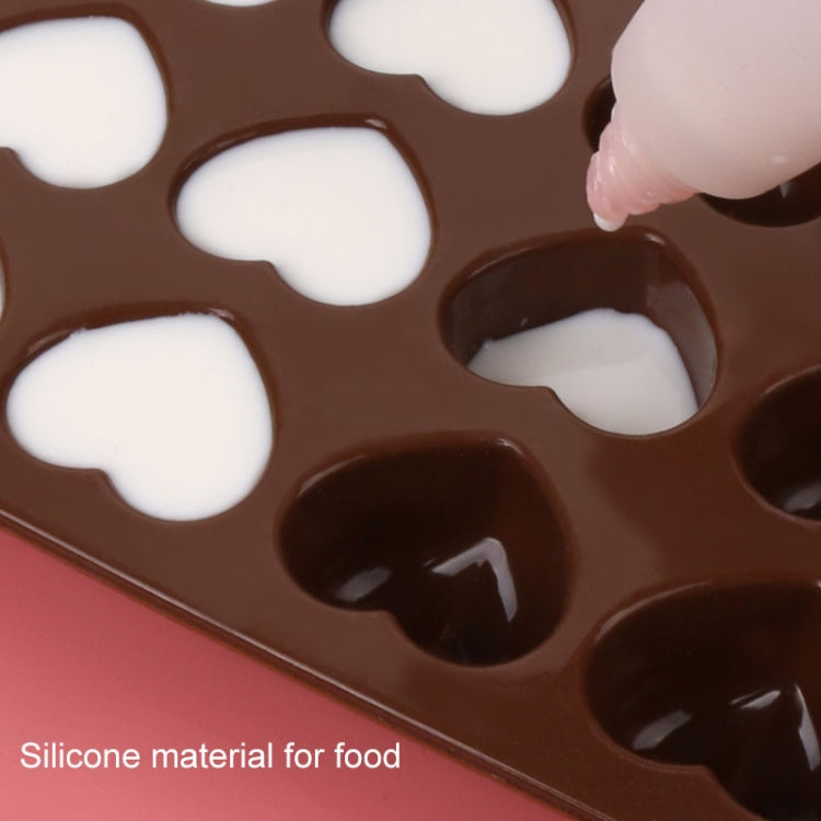 Bộ 8 Cái Khuôn Làm Bánh Sô Cô La Hình Trái Tim Silicone 15 Ô, Màu Nâu