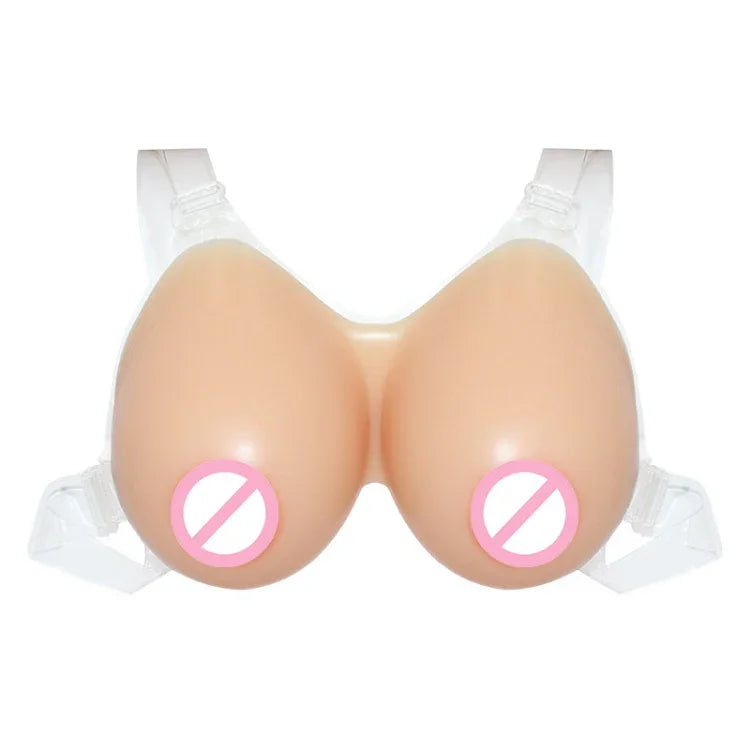 Ngực giả silicone liền dành cho nam giả nữ, ngực giả, 500g dây đeo vai trong suốt không dính, 500g dây đeo vai trong suốt dán, 600g dây đeo vai trong suốt không dính