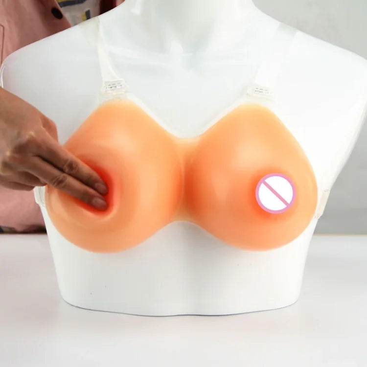 Ngực giả silicone liền dành cho nam giả nữ, ngực giả, 500g dây đeo vai trong suốt không dính, 500g dây đeo vai trong suốt dán, 600g dây đeo vai trong suốt không dính