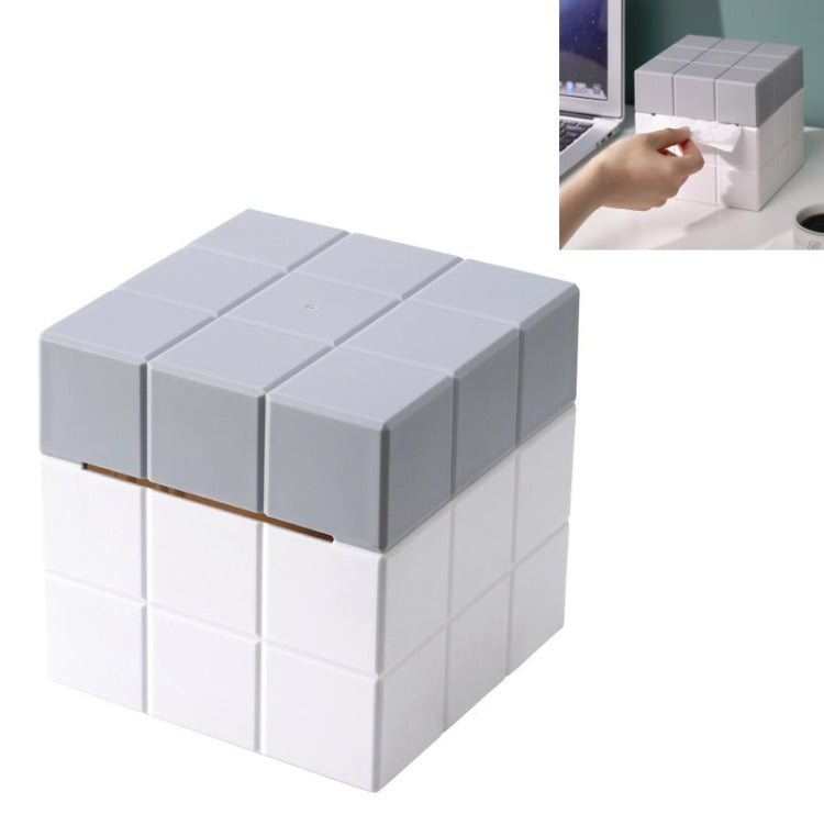 Hộp đựng khăn giấy hình khối để bàn, màu trắng tinh khiết, trắng + xám, trắng + hồng, trắng + xanh dương