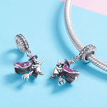 Mặt dây chuyền chổi phù thủy ma thuật bạc sterling S925 nhỏ giọt dầu phụ kiện vòng tay DIY, SCC914