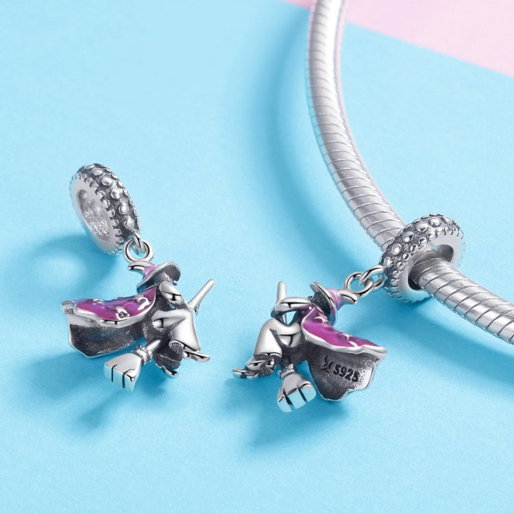 Mặt dây chuyền chổi phù thủy ma thuật bạc sterling S925 nhỏ giọt dầu phụ kiện vòng tay DIY, SCC914