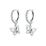 Bông tai bạc S925 hình bướm rỗng đính zircon, mã SCE833