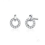 Bông tai vòng nhỏ bạc S925 mạ bạch kim đá zircon, SCE767