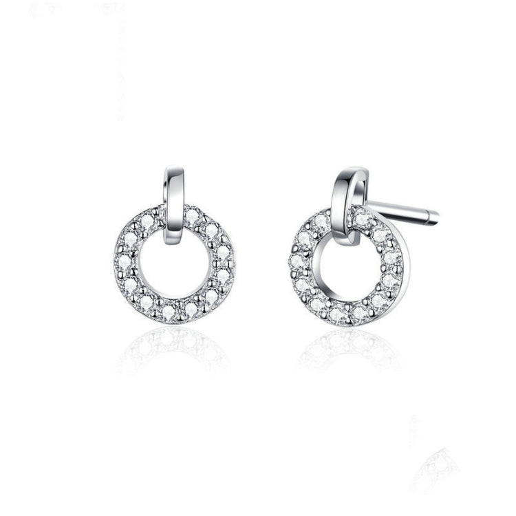 Bông tai vòng nhỏ bạc S925 mạ bạch kim đá zircon, SCE767