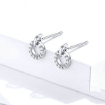 Bông tai vòng nhỏ bạc S925 mạ bạch kim đá zircon, SCE767