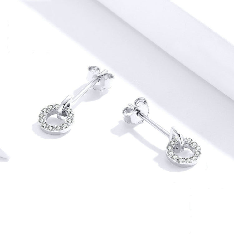 Bông tai vòng nhỏ bạc S925 mạ bạch kim đá zircon, SCE767