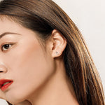 Bông tai vòng nhỏ bạc S925 mạ bạch kim đá zircon, SCE767