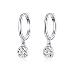 Bông tai bạc S925 mạ bạch kim phong cách thanh lịch đá zircon, SCE830