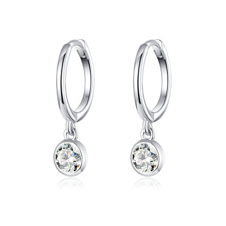Bông tai bạc S925 mạ bạch kim phong cách thanh lịch đá zircon, SCE830