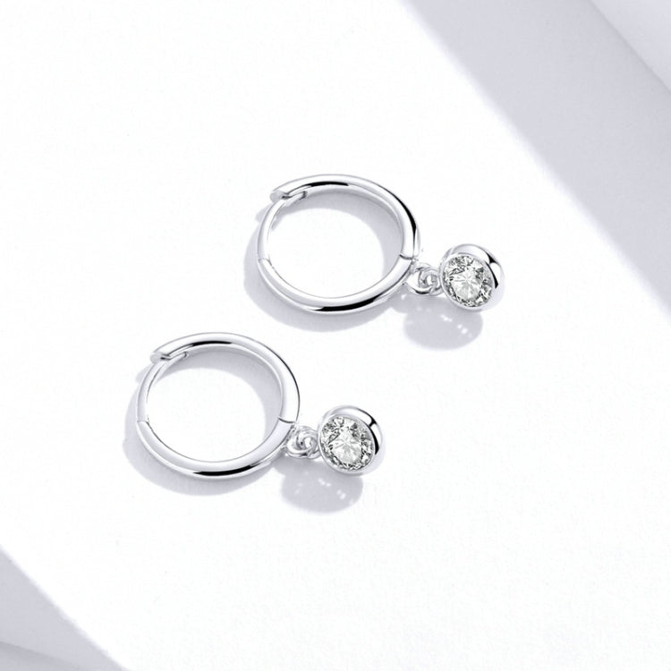 Bông tai bạc S925 mạ bạch kim phong cách thanh lịch đá zircon, SCE830