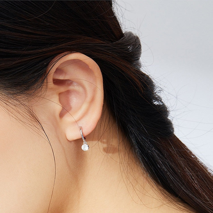 Bông tai bạc S925 mạ bạch kim phong cách thanh lịch đá zircon, SCE830