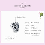 Hạt vòng tay DIY hình dấu chân động vật bạc S925