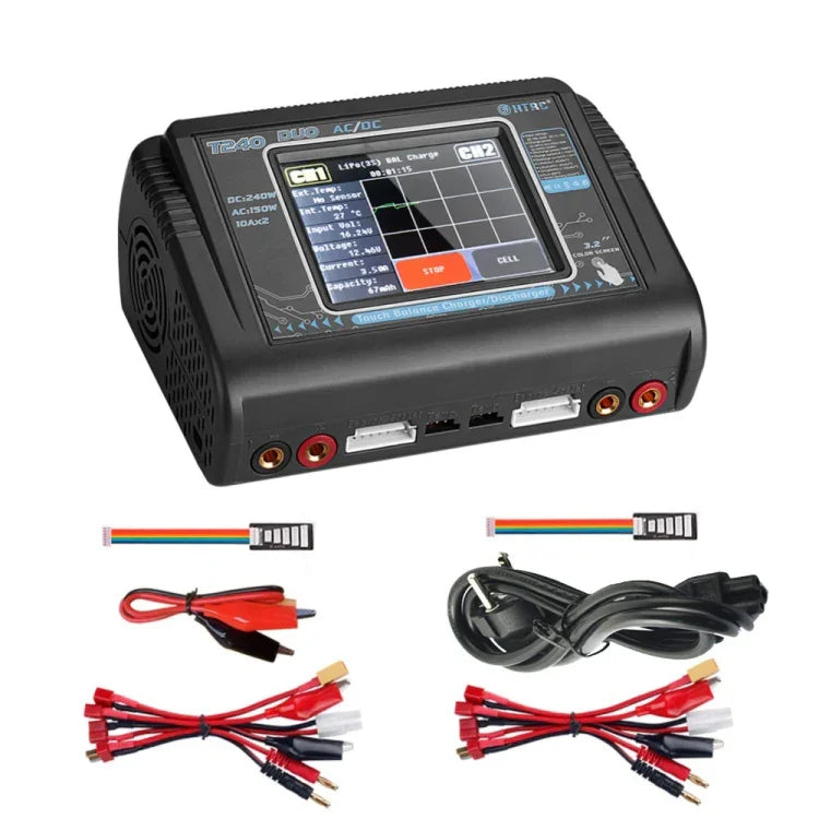 Bộ Sạc Pin Lithium Cân Bằng Điều Khiển Từ Xa Máy Bay Mô Hình HTRC T240, Cục Sạc B6, Phích Cắm EU, Phích Cắm US