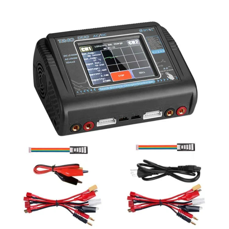 Bộ Sạc Pin Lithium Cân Bằng Điều Khiển Từ Xa Máy Bay Mô Hình HTRC T240, Cục Sạc B6, Phích Cắm EU, Phích Cắm US