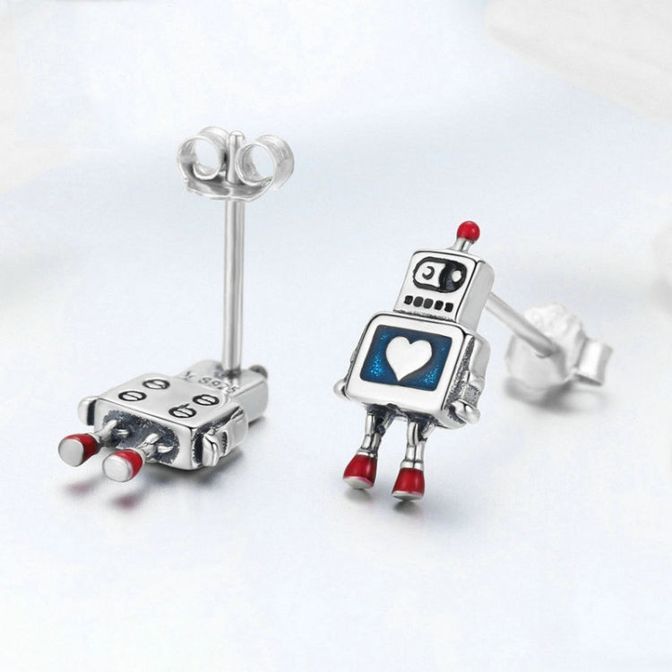 Bông tai robot bạc S925 nhỏ giọt dầu, bông tai không gây dị ứng, SCE477
