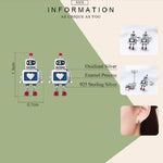 Bông tai robot bạc S925 nhỏ giọt dầu, bông tai không gây dị ứng, SCE477