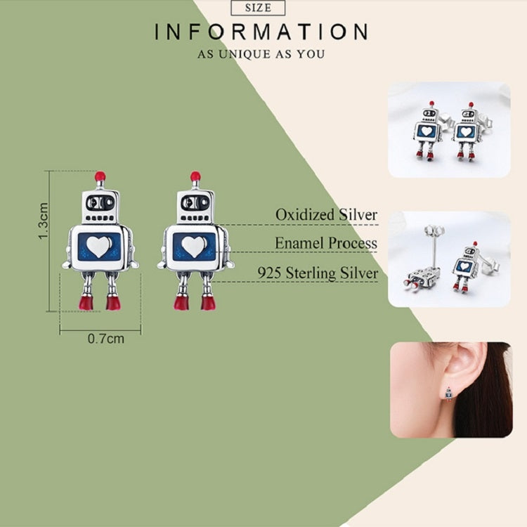 Bông tai robot bạc S925 nhỏ giọt dầu, bông tai không gây dị ứng, SCE477