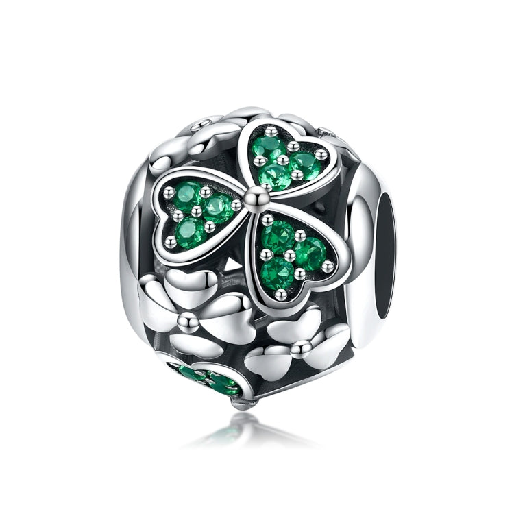 Hạt cỏ ba lá cây xanh bạc S925 bạc sterling phụ kiện vòng tay DIY, SCC964