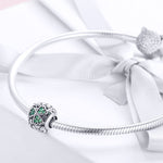Hạt cỏ ba lá cây xanh bạc S925 bạc sterling phụ kiện vòng tay DIY, SCC964