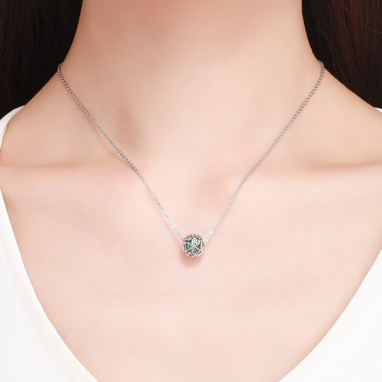 Hạt cỏ ba lá cây xanh bạc S925 bạc sterling phụ kiện vòng tay DIY, SCC964