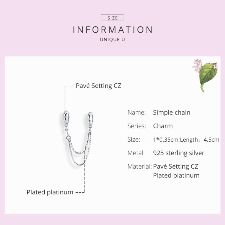 Dây an toàn hai lớp đơn giản bạc S925 bạc sterling phụ kiện vòng tay DIY, SCC1419