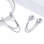 Dây an toàn hai lớp đơn giản bạc S925 bạc sterling phụ kiện vòng tay DIY, SCC1419