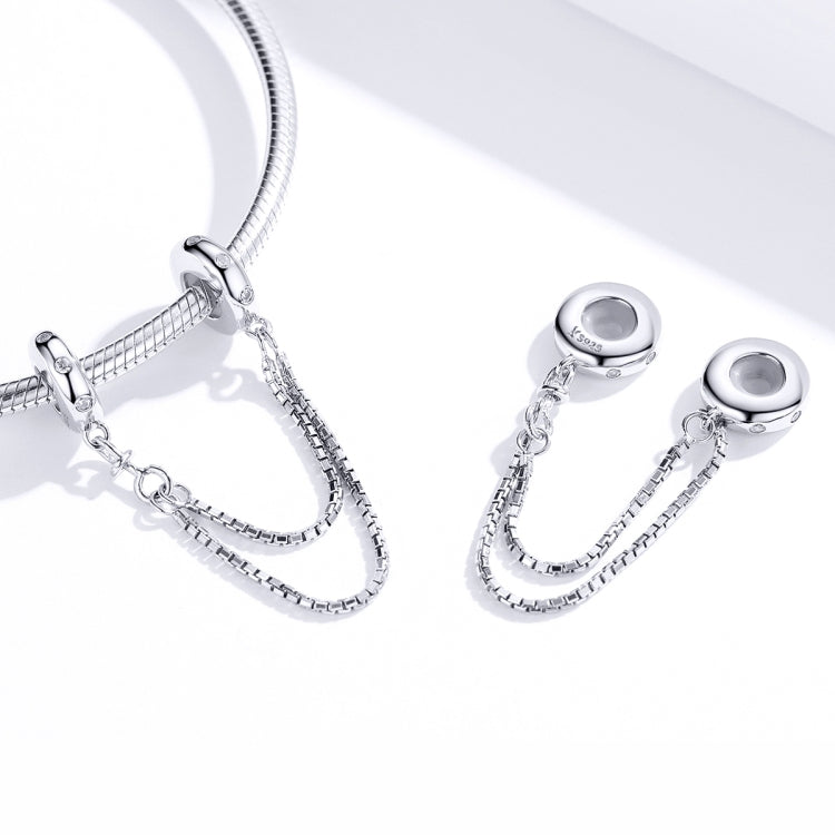 Dây an toàn hai lớp đơn giản bạc S925 bạc sterling phụ kiện vòng tay DIY, SCC1419