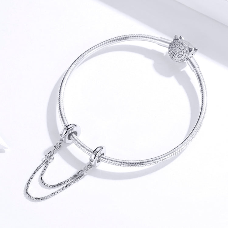 Dây an toàn hai lớp đơn giản bạc S925 bạc sterling phụ kiện vòng tay DIY, SCC1419
