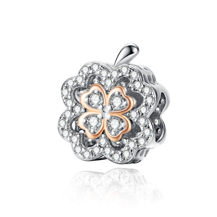 Hạt cỏ bốn lá zircon bạc S925 bạc sterling phụ kiện vòng tay DIY, SCC1247
