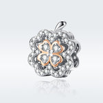 Hạt cỏ bốn lá zircon bạc S925 bạc sterling phụ kiện vòng tay DIY, SCC1247