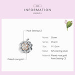 Hạt cỏ bốn lá zircon bạc S925 bạc sterling phụ kiện vòng tay DIY, SCC1247