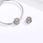 Hạt cỏ bốn lá zircon bạc S925 bạc sterling phụ kiện vòng tay DIY, SCC1247