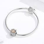 Hạt cỏ bốn lá zircon bạc S925 bạc sterling phụ kiện vòng tay DIY, SCC1247