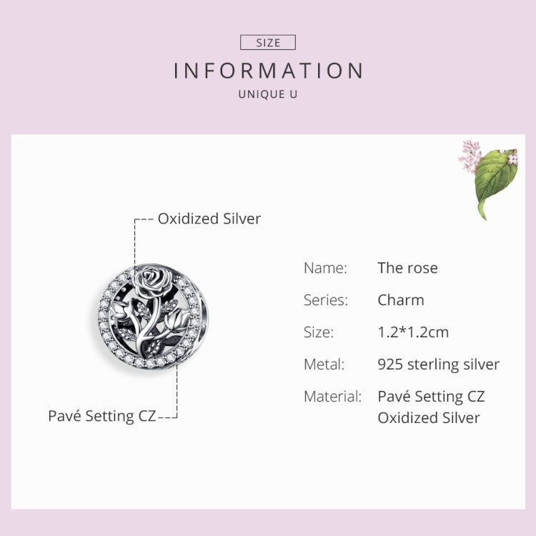 Phụ kiện vòng tay hạt hoa hồng cổ điển bạc S925 bạc sterling làm thủ công, SCC1189